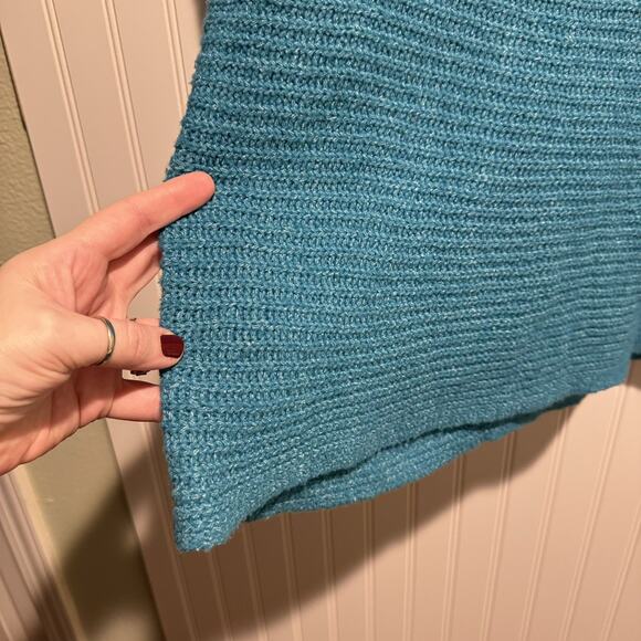 Anthropologie Pilcro Aqua Blue Turtleneck Sweater Cozy Oversized Slouchy Medium - Picture 3 of 6